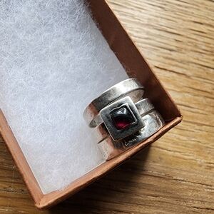 Silpada garnet silver ring trio